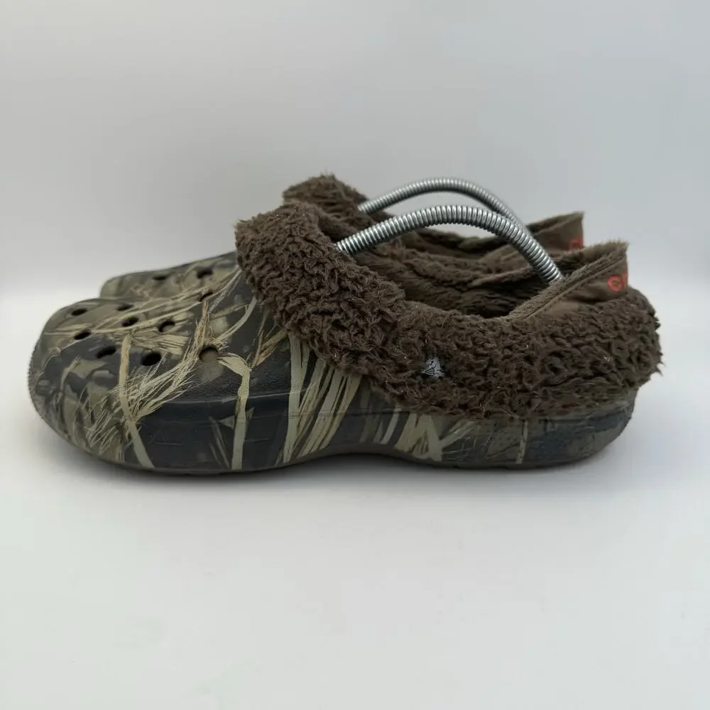 Crocs Unisex CAMO Fleece Lined Clogs Mens Size 10 Womens 12 Comfort Slip on Shoe